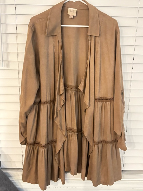 Jackets & Blazers - Knox Rose Brand Tan Tiered Ruffle Jacket